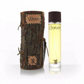 Clear perfume bottle with natural tree bark cylindrical packaging